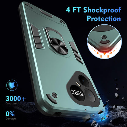 For Tecno Pova 8 5G Shockproof Metal Ring Holder Phone Case - Green - EDA009286207C