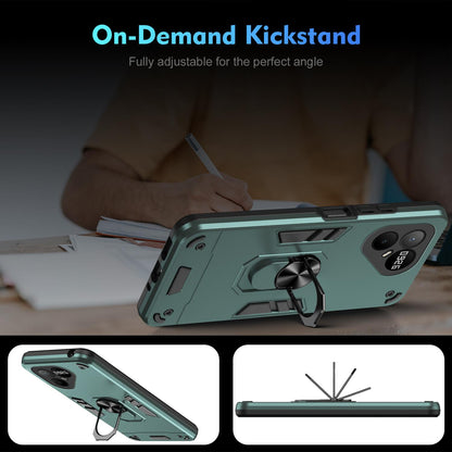 For Tecno Pova 8 5G Shockproof Metal Ring Holder Phone Case - Green - EDA009286207C