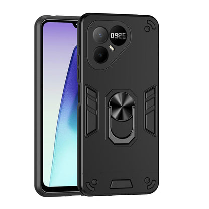 For Tecno Pova 8 Pro Shockproof Metal Ring Holder Phone Case - Black - EDA009286208A