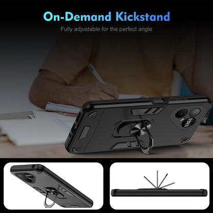 For Tecno Pova 8 Pro Shockproof Metal Ring Holder Phone Case - Black - EDA009286208A