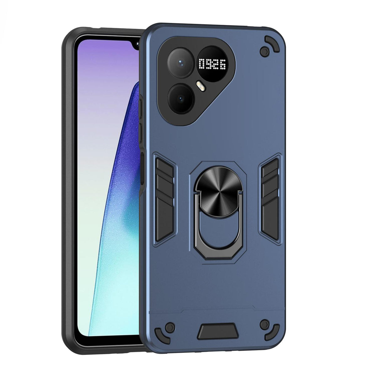 For Tecno Pova 8 Pro Shockproof Metal Ring Holder Phone Case - Blue - EDA009286208B