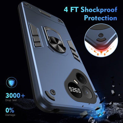 For Tecno Pova 8 Pro Shockproof Metal Ring Holder Phone Case - Blue - EDA009286208B