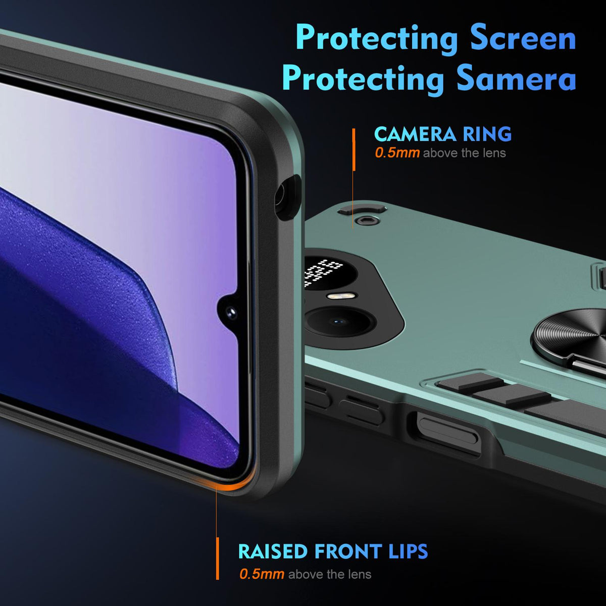 For Tecno Pova 8 Pro Shockproof Metal Ring Holder Phone Case - Green - EDA009286208C