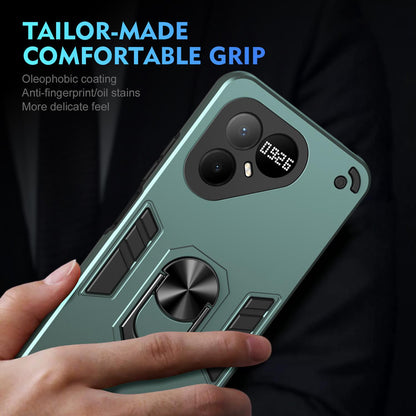 For Tecno Pova 8 Pro Shockproof Metal Ring Holder Phone Case - Green - EDA009286208C
