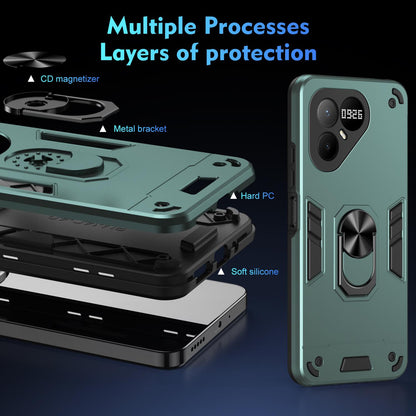 For Tecno Pova 8 Pro Shockproof Metal Ring Holder Phone Case - Green - EDA009286208C