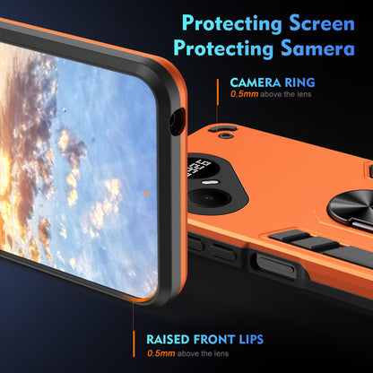 For Tecno Pova 8 Pro Shockproof Metal Ring Holder Phone Case - Orange - EDA009286208D