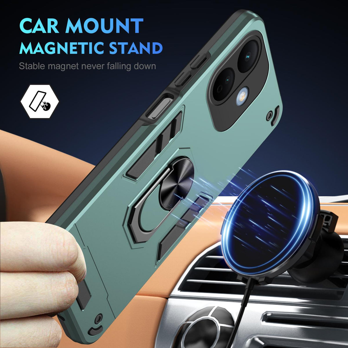 For Redmi Note 17 Pro 5G Global 163.5mm Shockproof Metal Ring Holder Phone Case - Blue - EDA009286506B