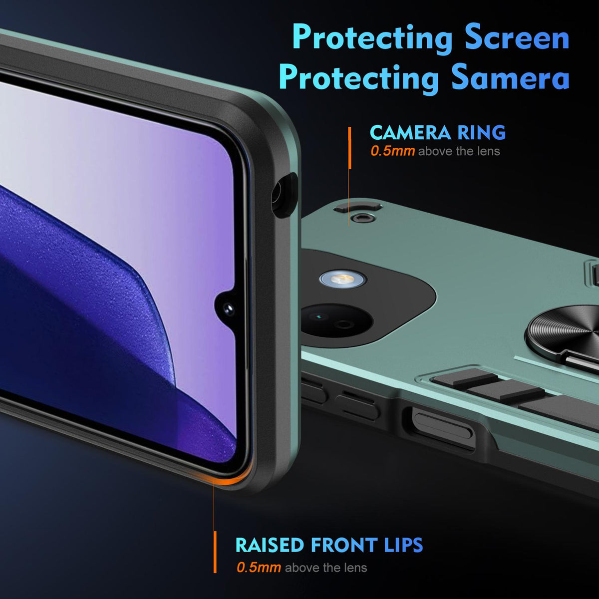 For Redmi Note 17 Pro 5G Global 163.5mm Shockproof Metal Ring Holder Phone Case - Blue - EDA009286506B