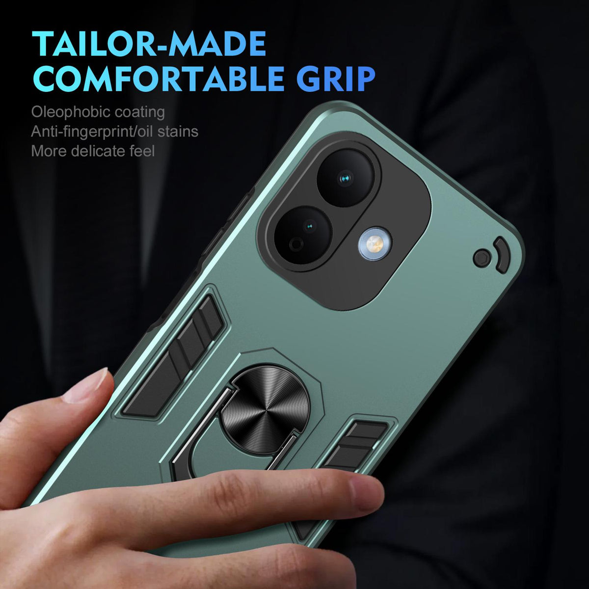 For Redmi Note 17 Pro 5G Global 163.5mm Shockproof Metal Ring Holder Phone Case - Blue - EDA009286506B