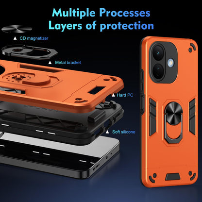 For Redmi Note 17 Pro 5G Global 163.5mm Shockproof Metal Ring Holder Phone Case - Orange - EDA009286506D
