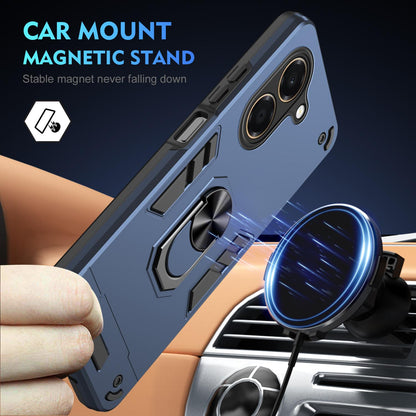 For Honor X7e 4G Shockproof Metal Ring Holder Phone Case - Blue - EDA009286606B
