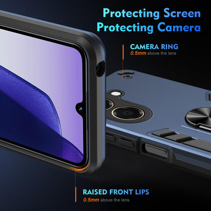 For Honor X7e 4G Shockproof Metal Ring Holder Phone Case - Blue - EDA009286606B