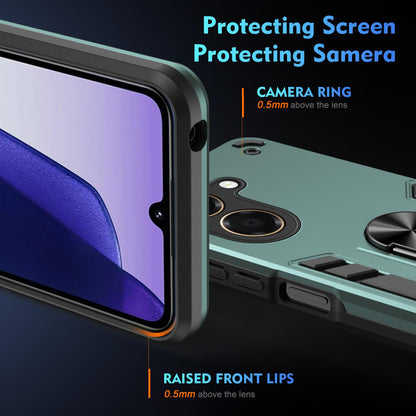 For Honor X7e 4G Shockproof Metal Ring Holder Phone Case - Green - EDA009286606C