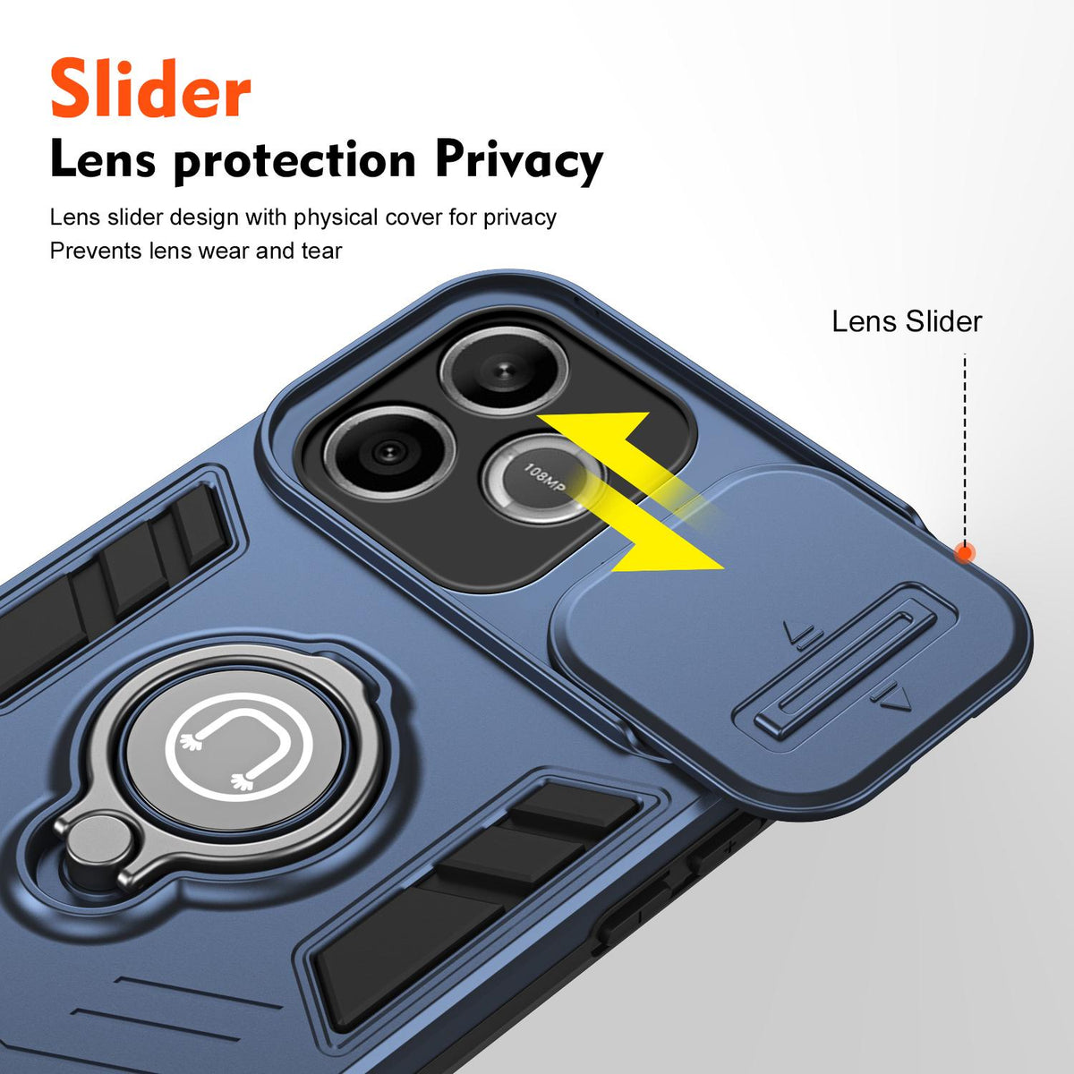 For Honor 600 Lite Global Camshield Ring Holder Phone Case - Royal Blue - EDA009288703A