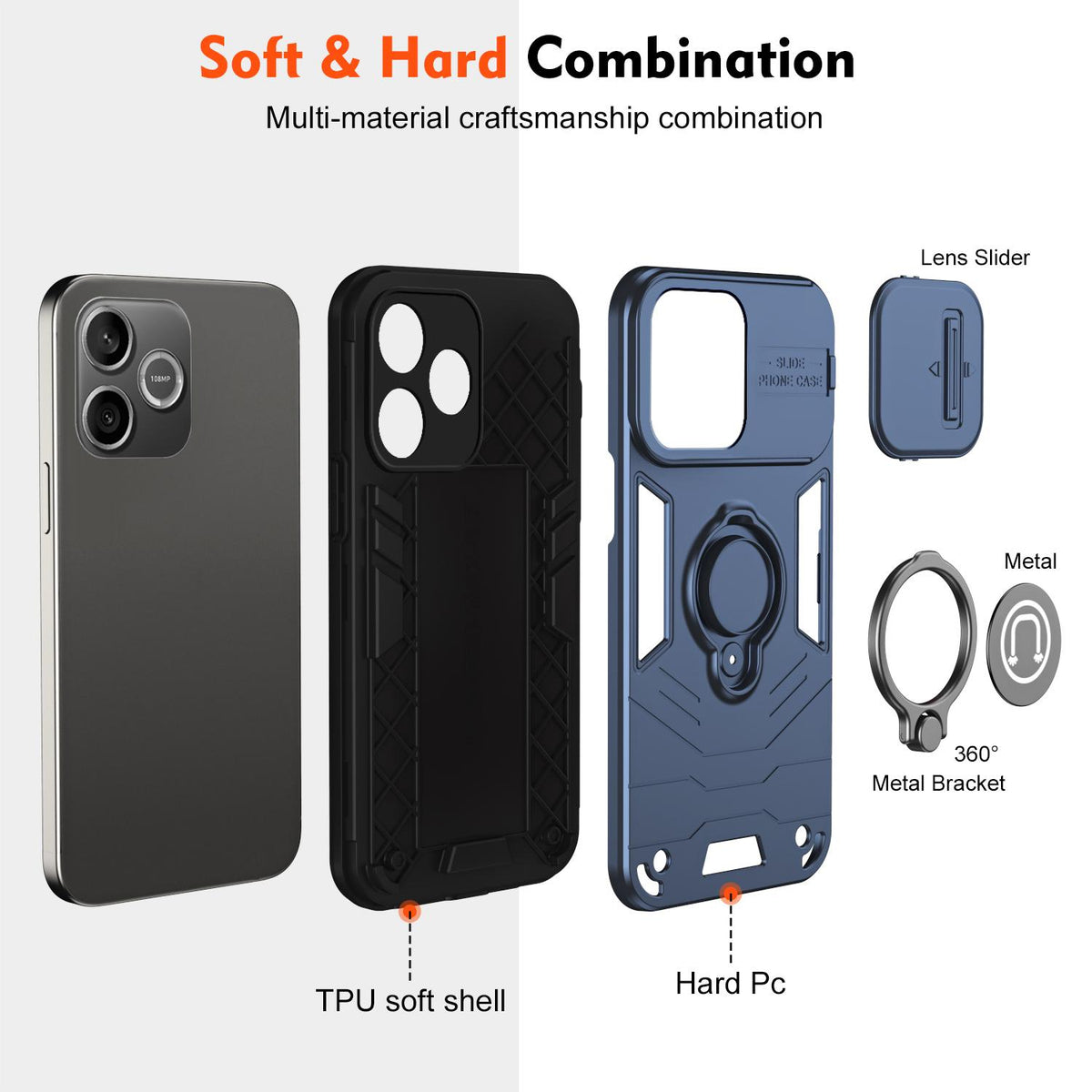 For Honor 600 Lite Global Camshield Ring Holder Phone Case - Royal Blue - EDA009288703A