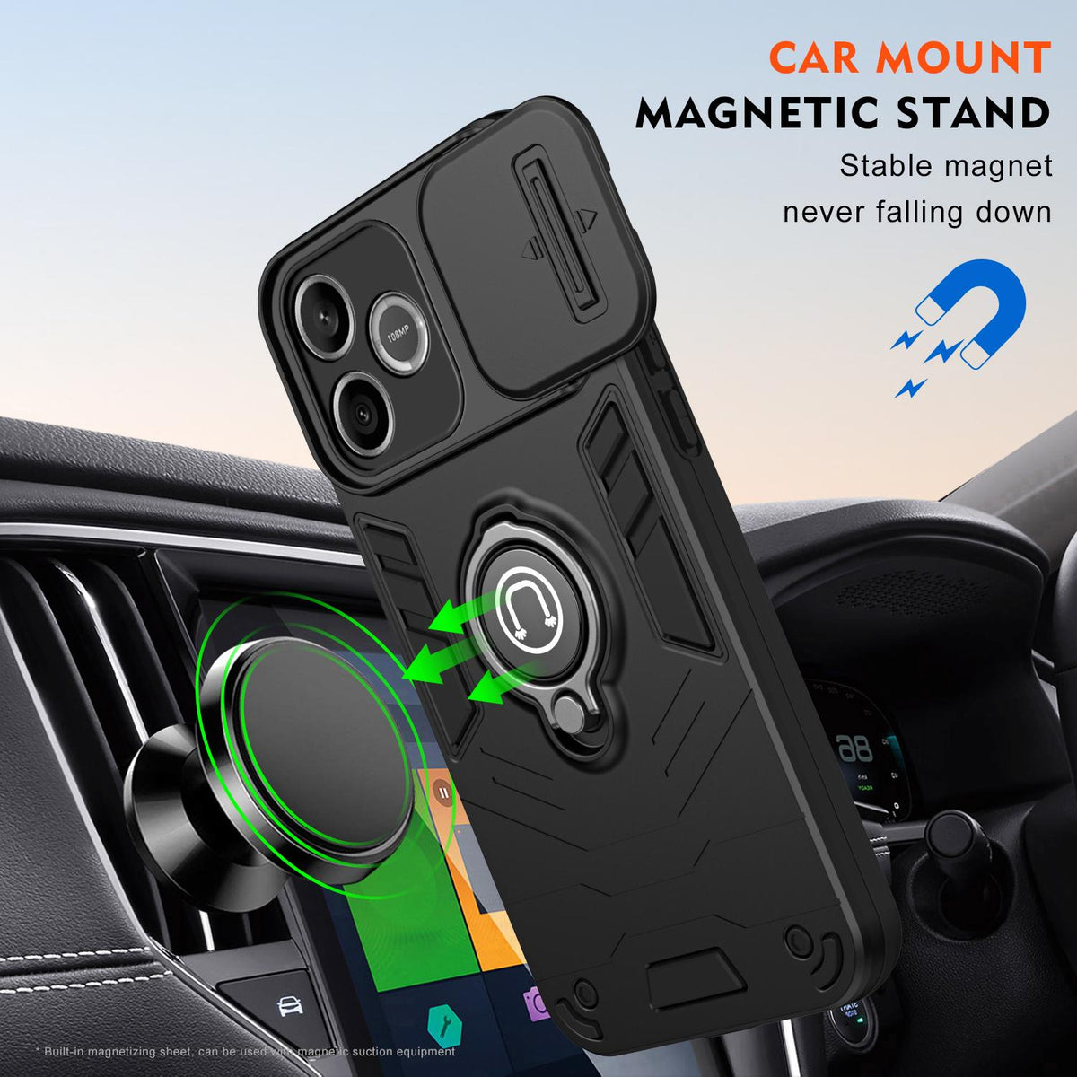 For Honor 600 Lite Global Camshield Ring Holder Phone Case - Black - EDA009288703B
