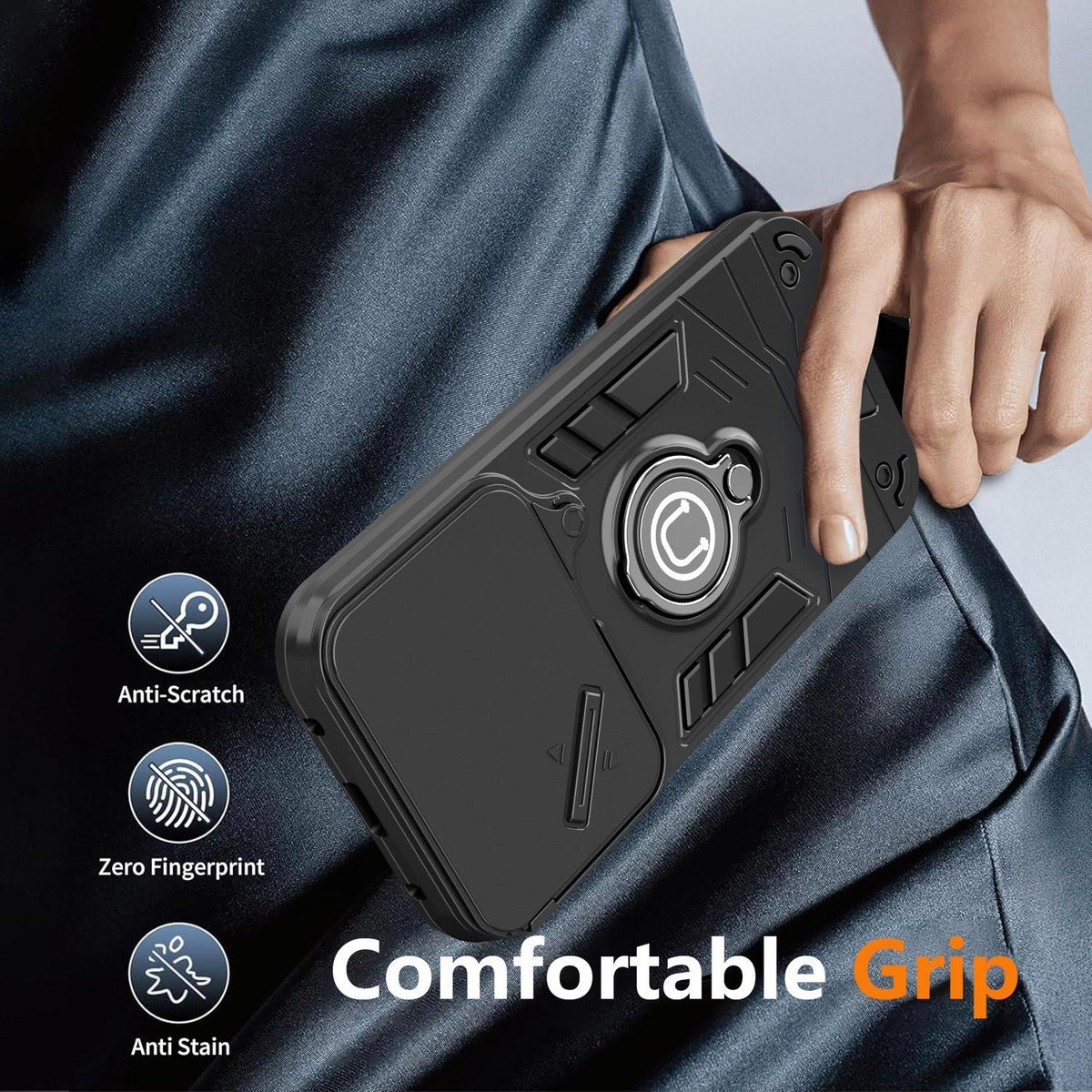 For Honor 600 Global Camshield Ring Holder Phone Case - Grey - EDA009288704C