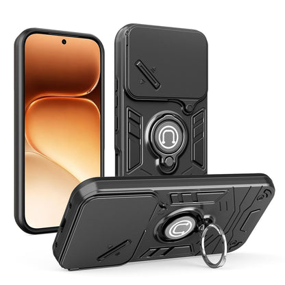 For Honor 600 Pro Global Camshield Ring Holder Phone Case - Black - EDA009288705B