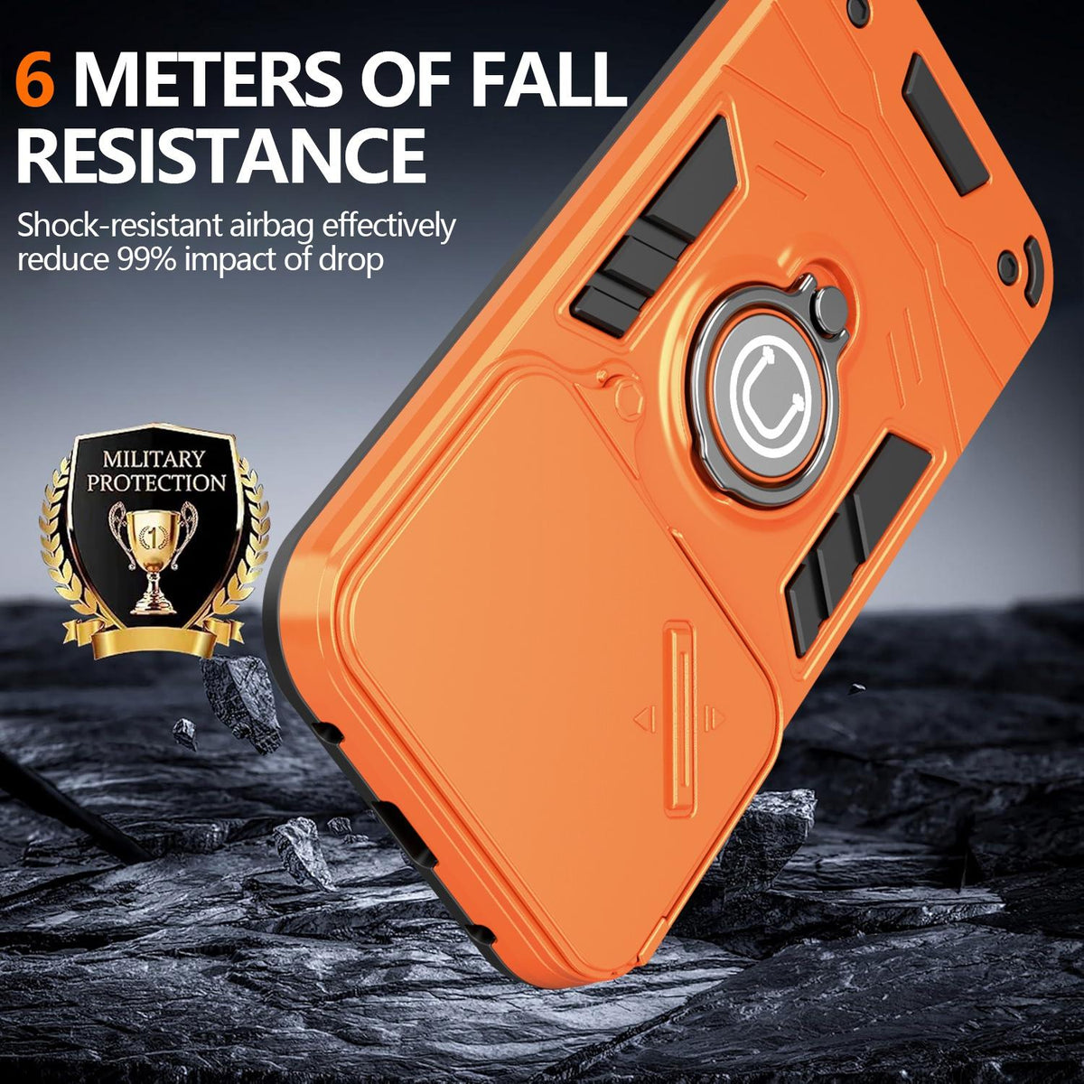 For Honor 600 Pro Global Camshield Ring Holder Phone Case - Black - EDA009288705B