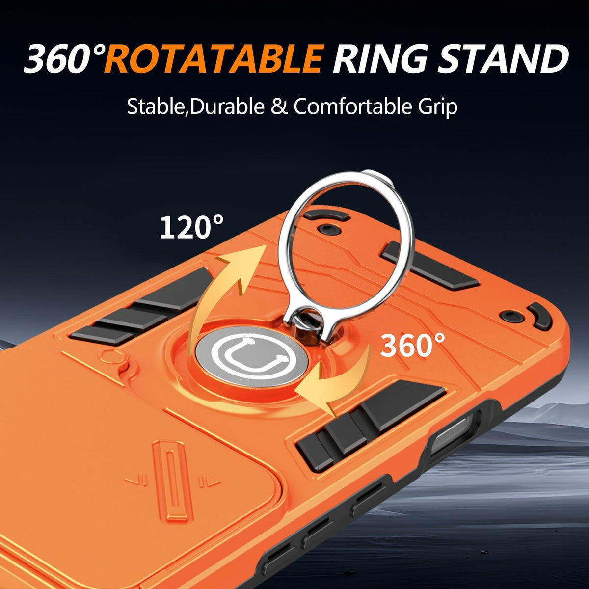 For Honor 600 Pro Global Camshield Ring Holder Phone Case - Orange - EDA009288705D