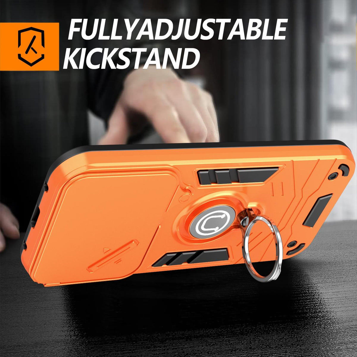 For Honor 600 Pro Global Camshield Ring Holder Phone Case - Orange - EDA009288705D