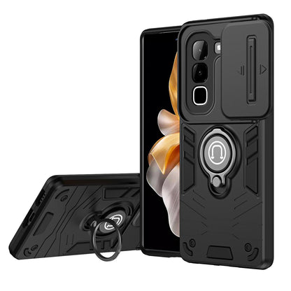 For Infinix Hot 70 4G Camshield Ring Holder Phone Case - Black - EDA009288803B