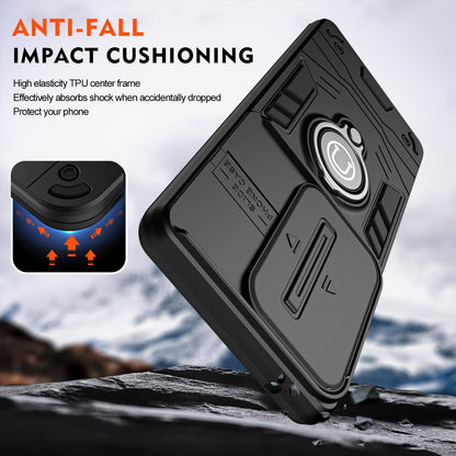 For Infinix Hot 70 4G Camshield Ring Holder Phone Case - Black - EDA009288803B