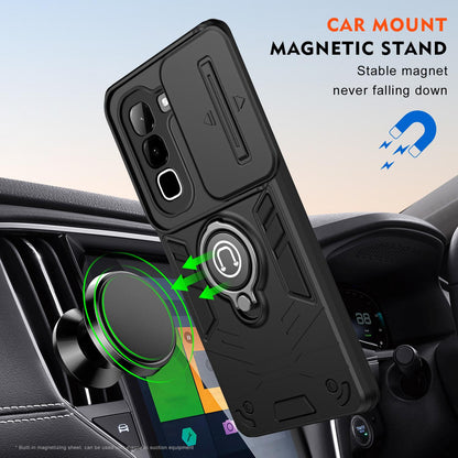 For Infinix Hot 70 4G Camshield Ring Holder Phone Case - Black - EDA009288803B