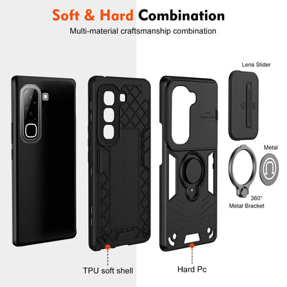 For Infinix Hot 70 4G Camshield Ring Holder Phone Case - Black - EDA009288803B