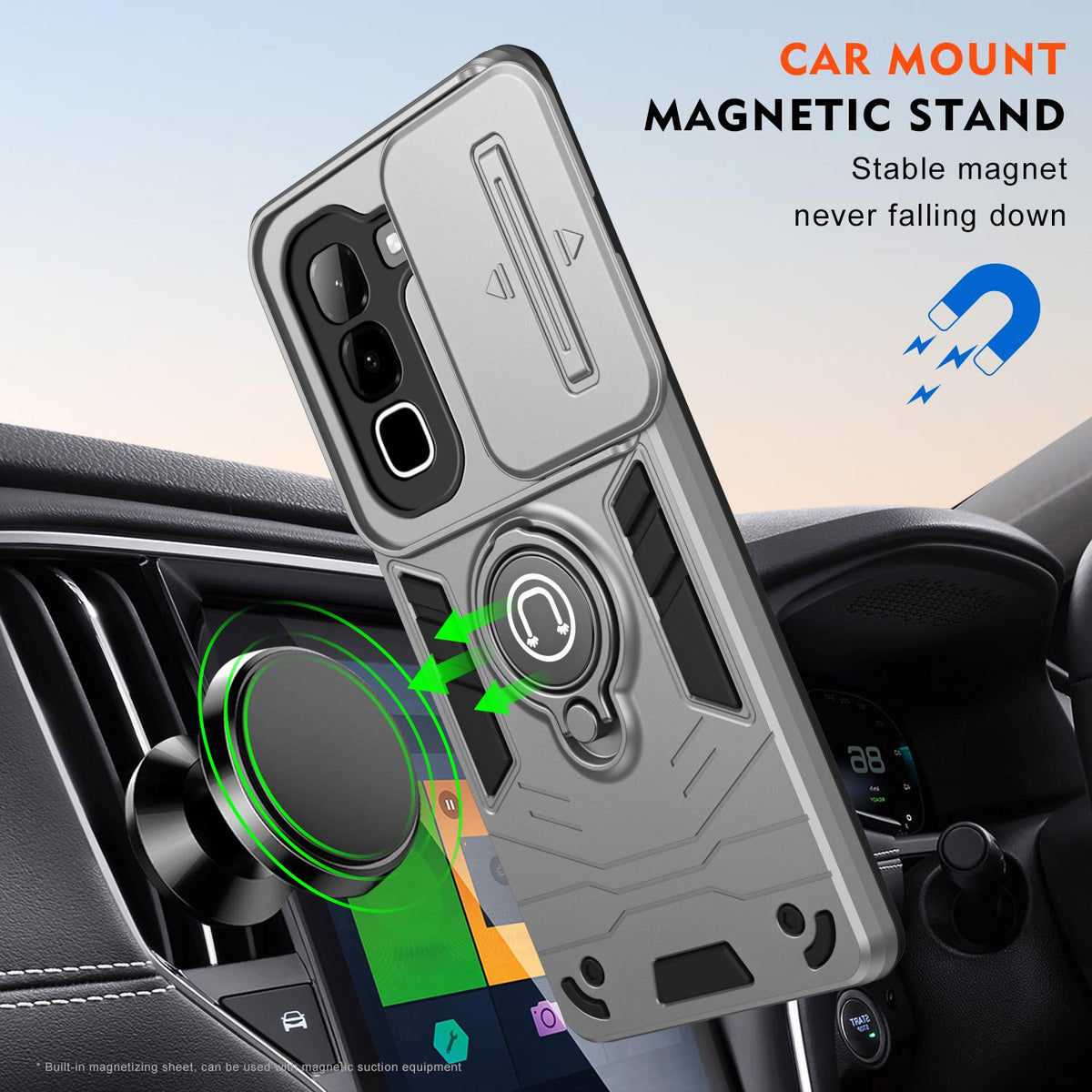 For Infinix Hot 70 4G Camshield Ring Holder Phone Case - Grey - EDA009288803C