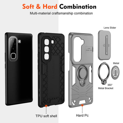For Infinix Hot 70 4G Camshield Ring Holder Phone Case - Grey - EDA009288803C