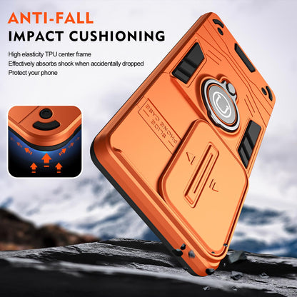 For Infinix Hot 70 4G Camshield Ring Holder Phone Case - Orange - EDA009288803D