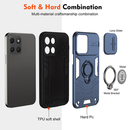 For Motorola Moto G17 Power 4G / G17 4G Camshield Ring Holder Phone Case - Royal Blue - EDA009289107A