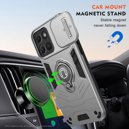 For Motorola Moto G17 Power 4G / G17 4G Camshield Ring Holder Phone Case - Grey - EDA009289107C