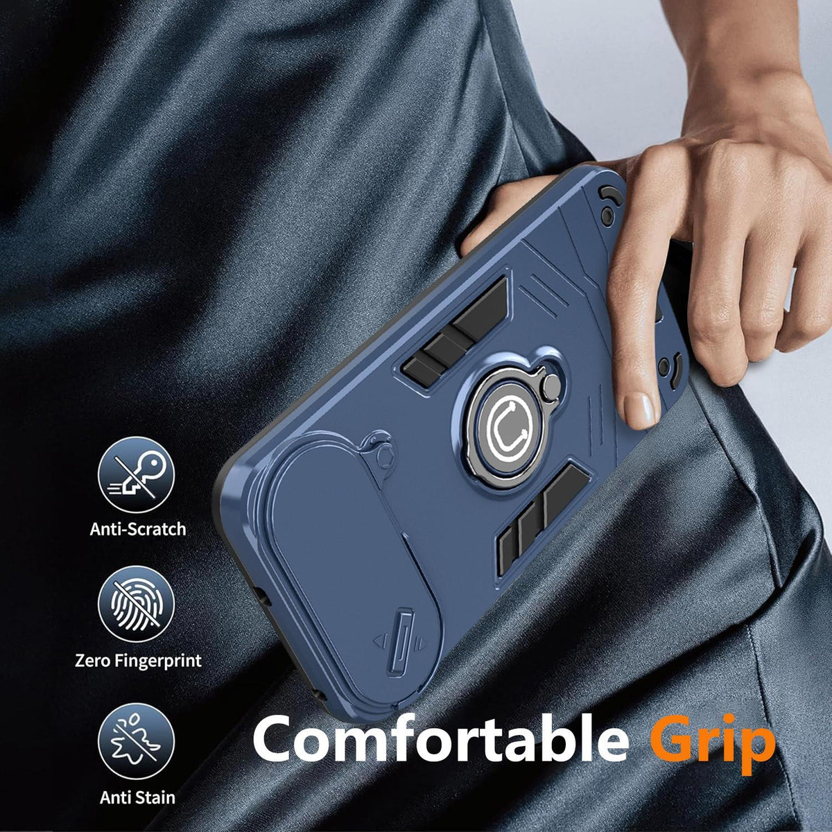 For Realme 16 5G Camshield Ring Holder Phone Case - Grey - EDA009289304C