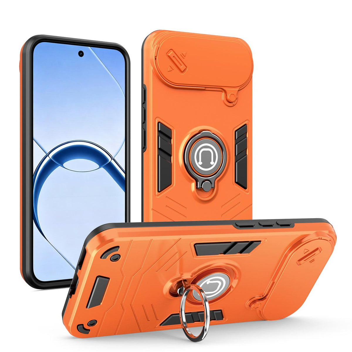 For Realme 16 5G Camshield Ring Holder Phone Case - Orange - EDA009289304D