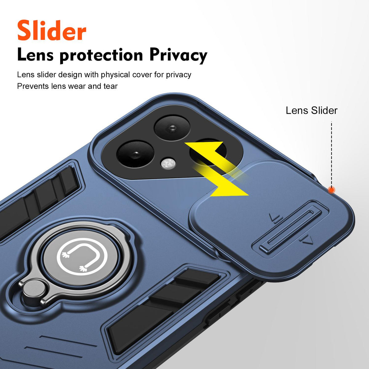 For Tecno Pova Curve 2 5G Camshield Ring Holder Phone Case - Royal Blue - EDA009289507A