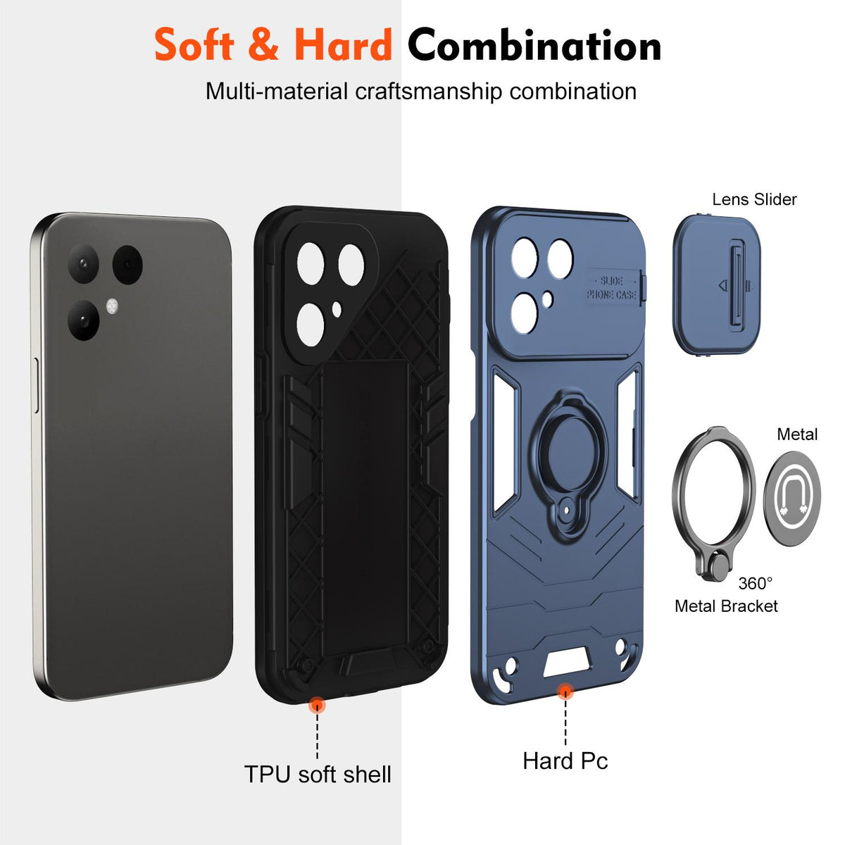 For Tecno Pova Curve 2 5G Camshield Ring Holder Phone Case - Royal Blue - EDA009289507A