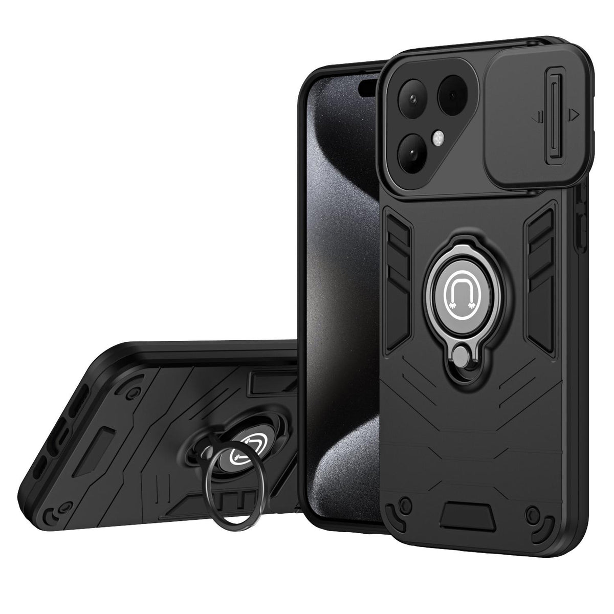 For Tecno Pova Curve 2 5G Camshield Ring Holder Phone Case - Black - EDA009289507B