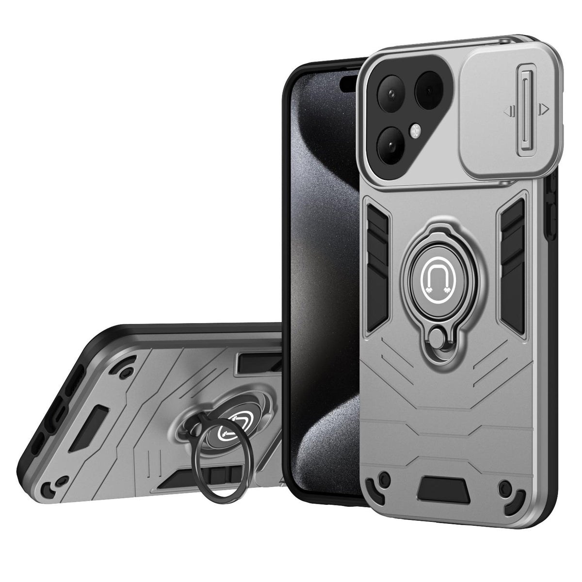 For Tecno Pova Curve 2 5G Camshield Ring Holder Phone Case - Grey - EDA009289507C