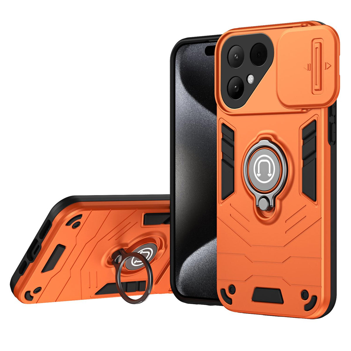 For Tecno Pova Curve 2 5G Camshield Ring Holder Phone Case - Orange - EDA009289507D