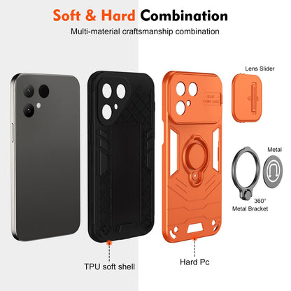For Tecno Pova Curve 2 5G Camshield Ring Holder Phone Case - Orange - EDA009289507D