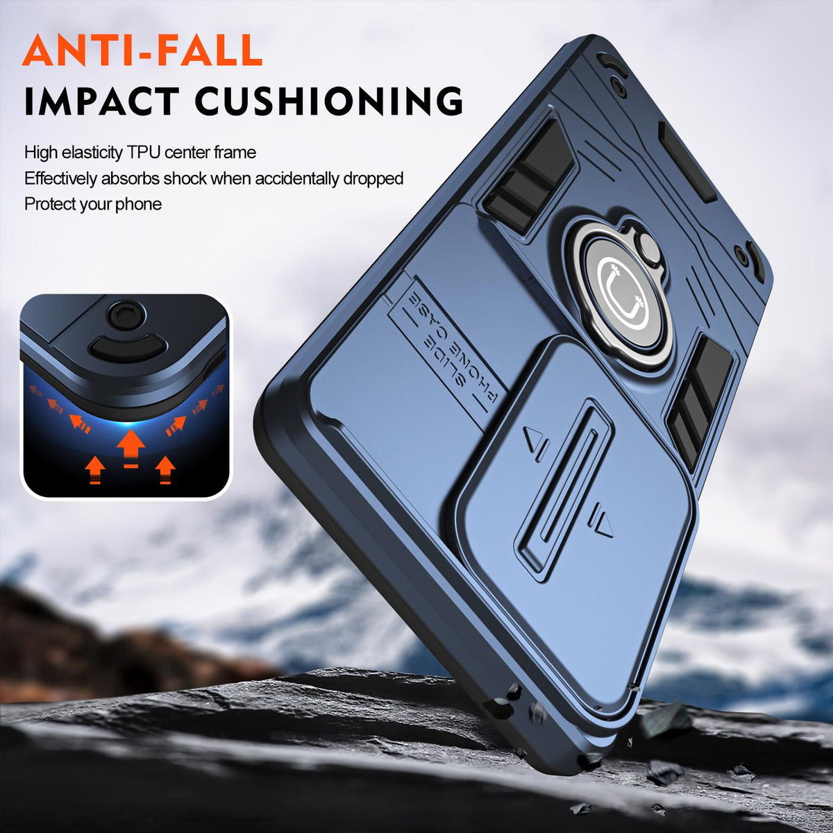 For vivo V70 FE 5G Camshield Ring Holder Phone Case - Royal Blue - EDA009289605A