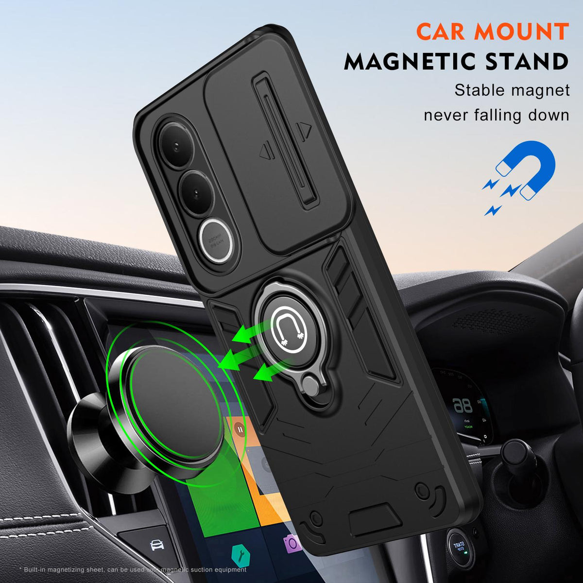 For vivo V70 FE 5G Camshield Ring Holder Phone Case - Black - EDA009289605B