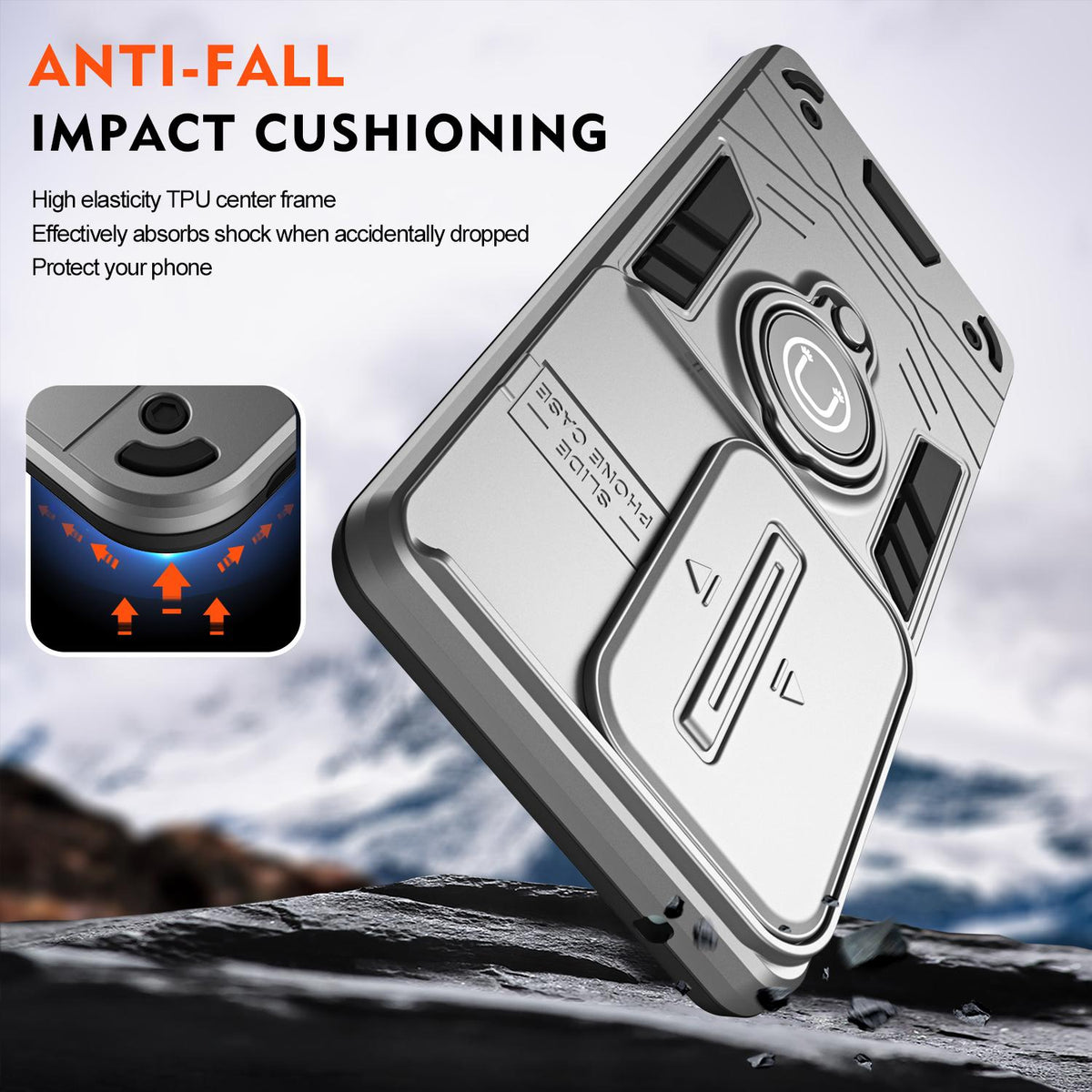 For vivo V70 FE 5G Camshield Ring Holder Phone Case - Grey - EDA009289605C