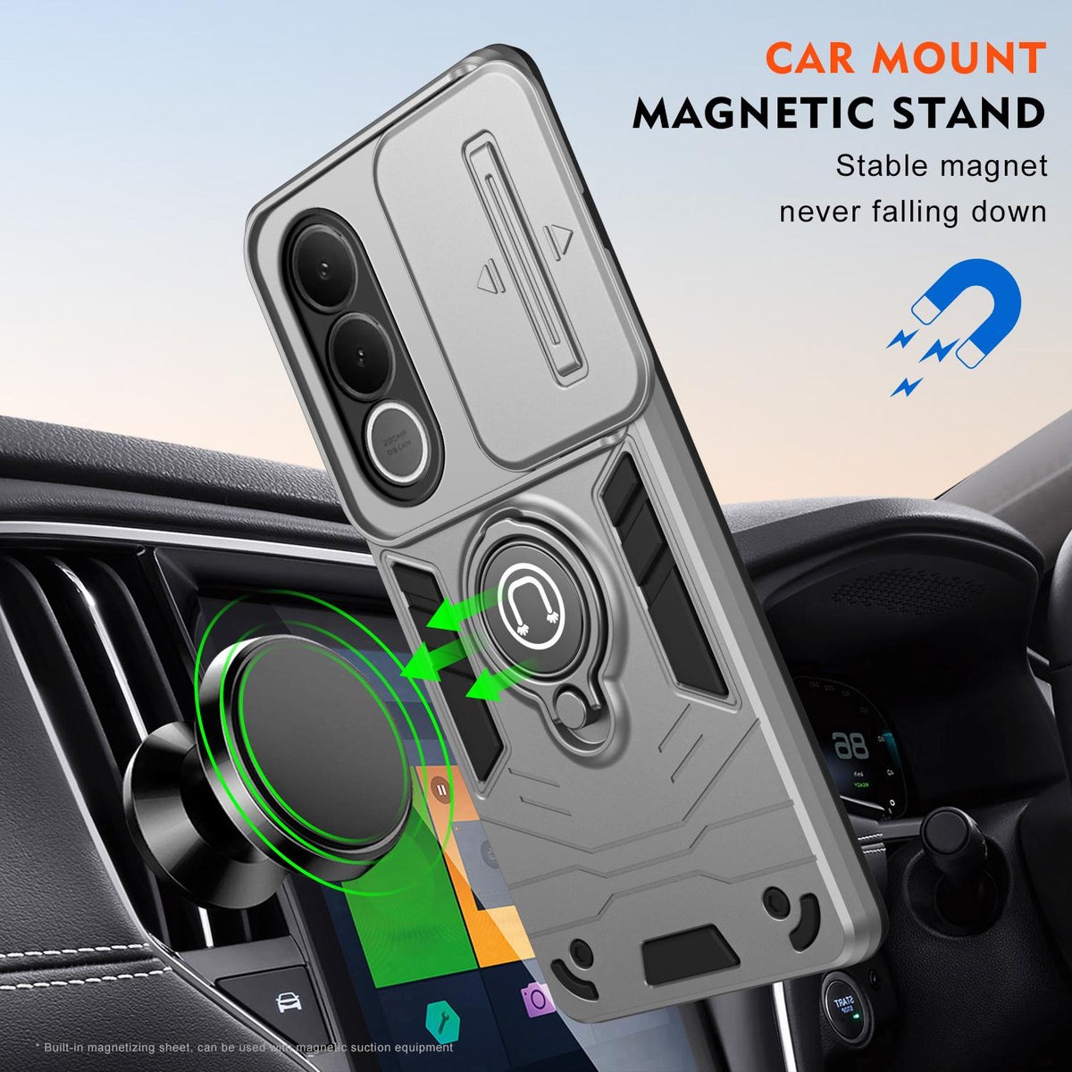 For vivo V70 FE 5G Camshield Ring Holder Phone Case - Grey - EDA009289605C