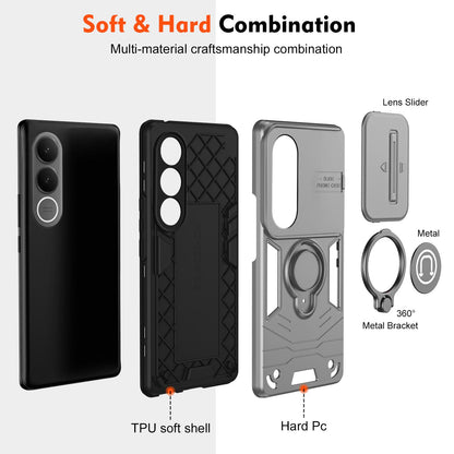 For vivo V70 FE 5G Camshield Ring Holder Phone Case - Grey - EDA009289605C