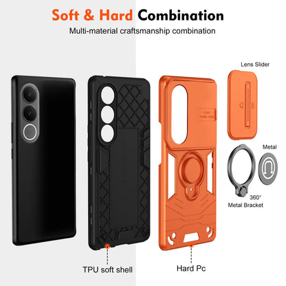 For vivo V70 FE 5G Camshield Ring Holder Phone Case - Orange - EDA009289605D
