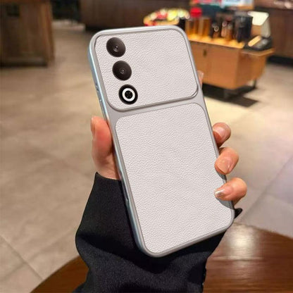 For OPPO A80 5G Large Window Leather Textured Coated TPU Phone Case - White - EDA009290943A