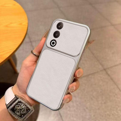 For OPPO A80 5G Large Window Leather Textured Coated TPU Phone Case - White - EDA009290943A
